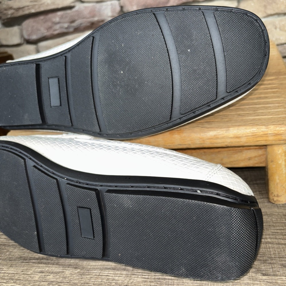 Faranzi White Sheldon Silver Buckle Slip on 10 Driver's Men Loafer/Shoe F420297K - Picture 14 of 16